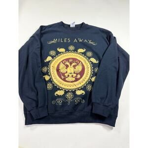 Miles Away Graphic Sweatshirt Gildan Heavy Blend Black Gold Design Size Large